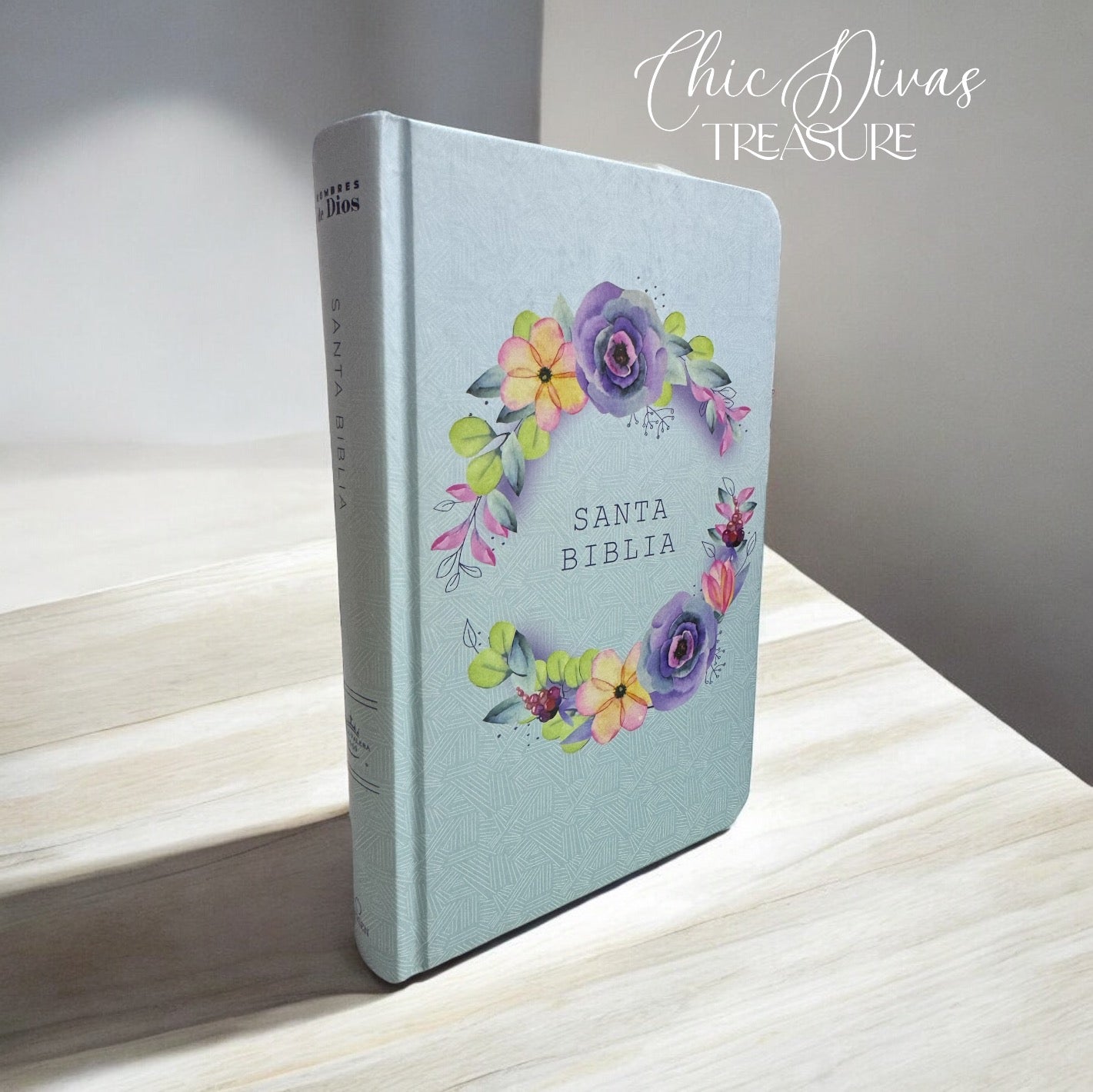Biblia flowers light blue