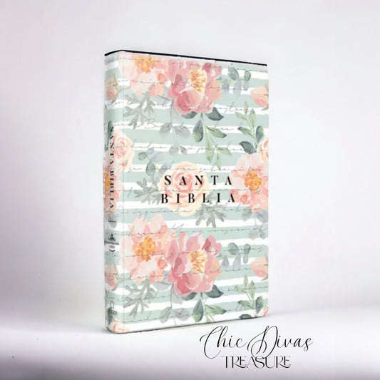 Bible Flower & gray Stripe print